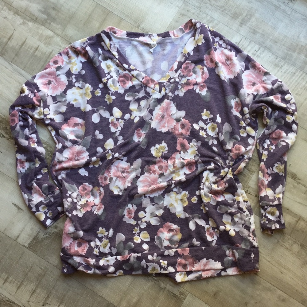 PinkBlush floral jumper sweater with pockets